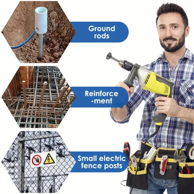 Steel Drill Bit Driver Wear Resistant, Ground Rod Driver Heavy Duty, Wide Compatibility Ground Rod Bits Socket