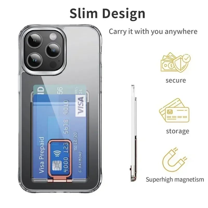 Clear Magnetic Card Holder Wallet Case