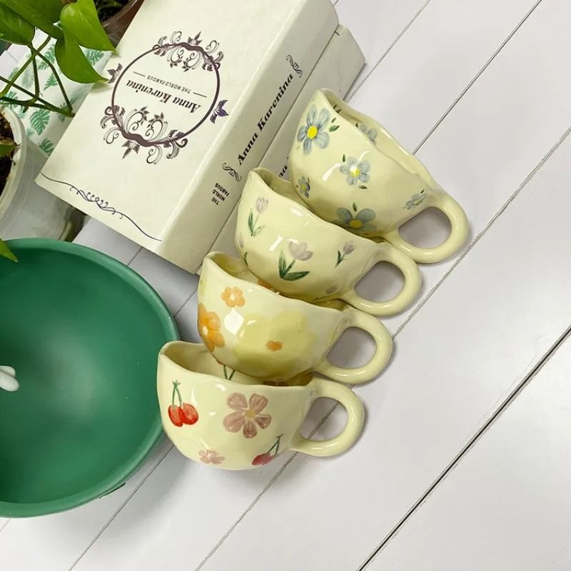 Handcrafted Irregular Flower Ceramic Coffee Mug