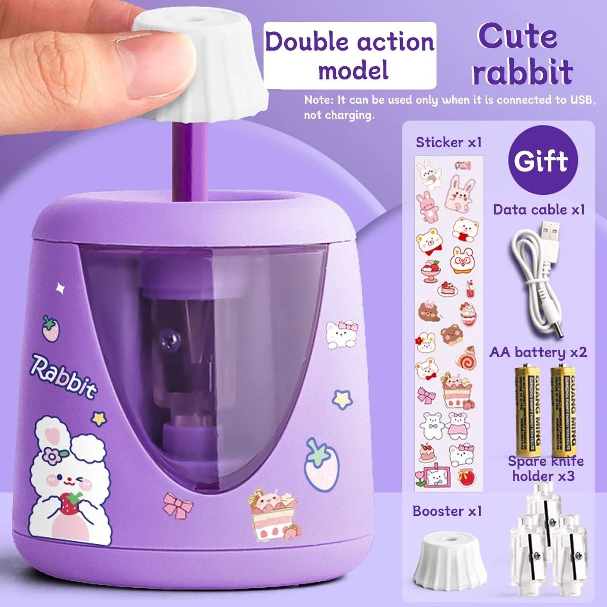 Electric Automatic Pencil Sharpener Cartoon Space Design Kids School and Office Stationery