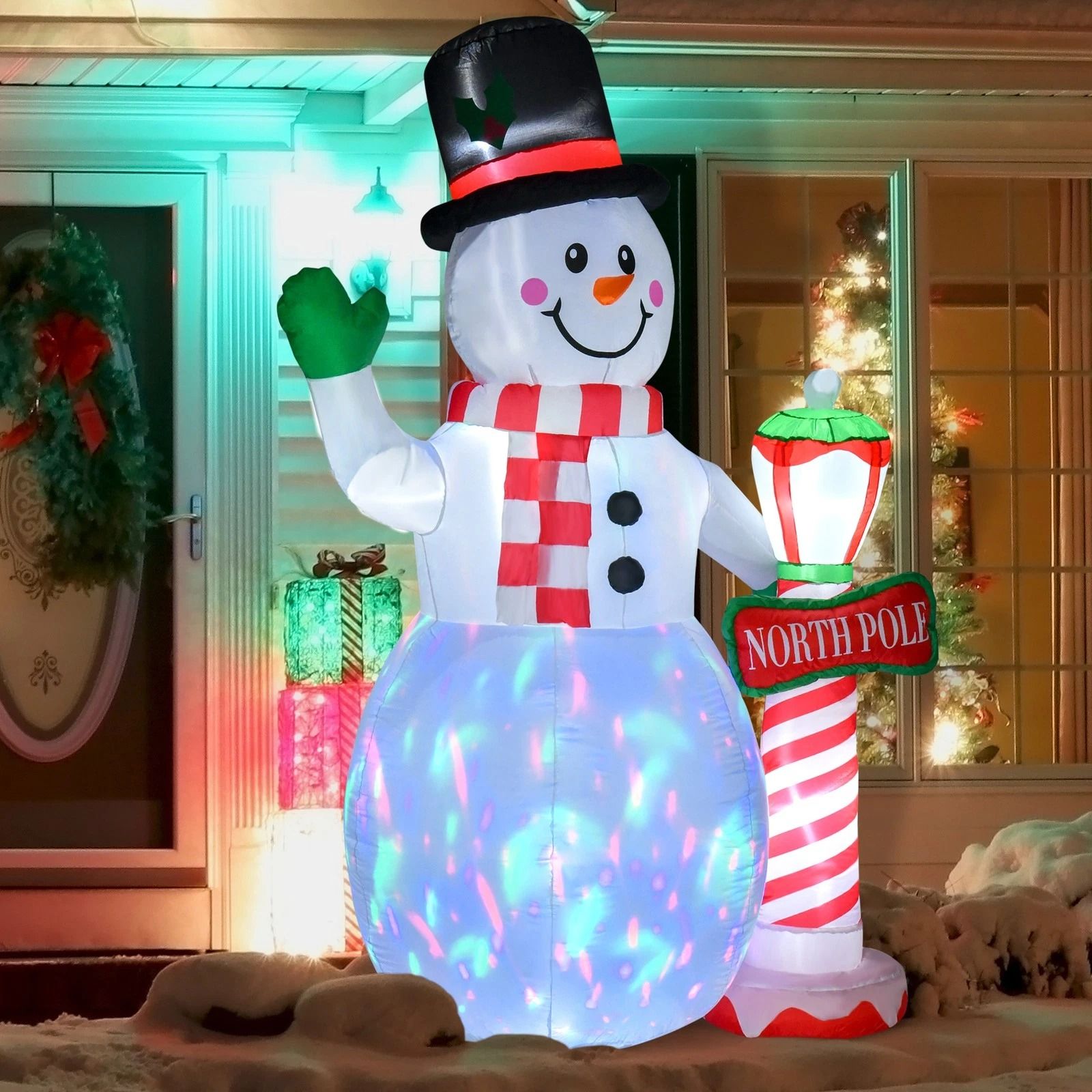 8 ft LED Light Up Snowman, Outdoor Christmas Inflatable Lighted Yard Decoration