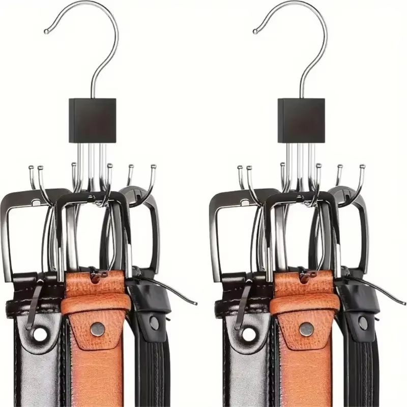 360° Rotating Multi-Claw Storage Hanger – Metal & Wood Organizer for Bags, Belts, Ties & Scarves