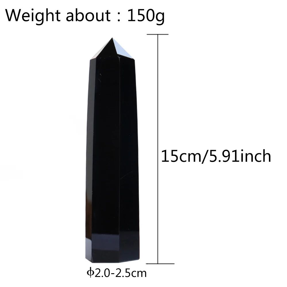 Natural Obsidian Crystal Wand Tower Decor