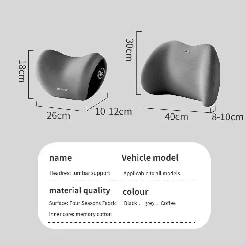 Memory Foam Neck and Lumbar Support Cushion for Car with Ergonomic Backrest and Headrest Comfort
