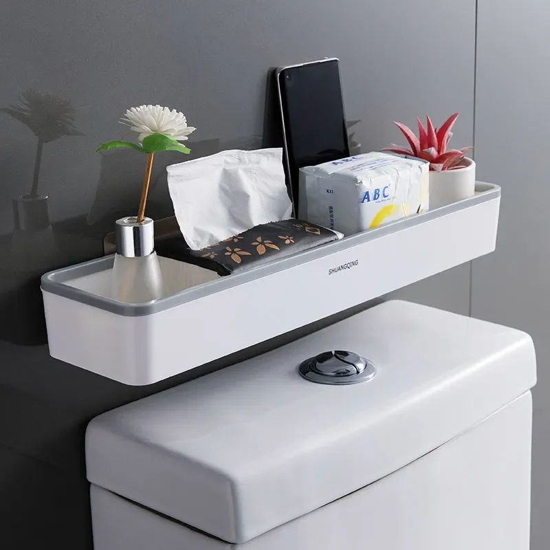 SpaceLift No Drill Over Toilet Storage Rack Wall Mounted Bathroom Organizer