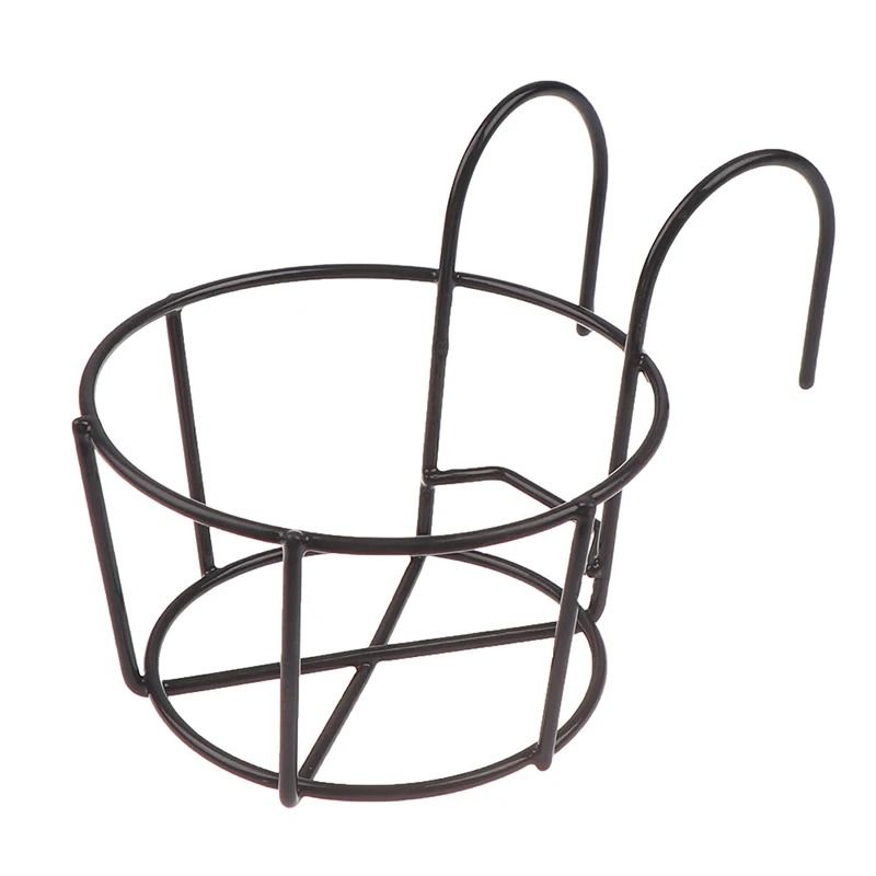 Iron Hanging Plant Holder Balcony Flower Pot Rack Railing Garden Plant Stand