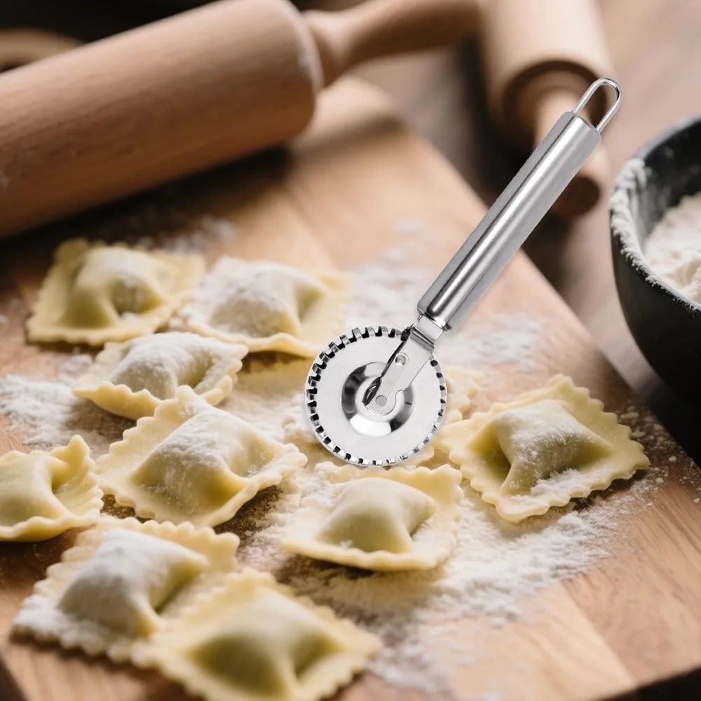 Stainless Steel Fluted Pasta Dough Crimper and Ravioli Cutter