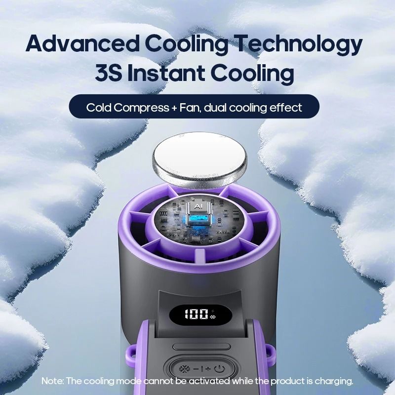 Rechargeable Turbo Handheld Fan with Lanyard and Ice Cooling Option