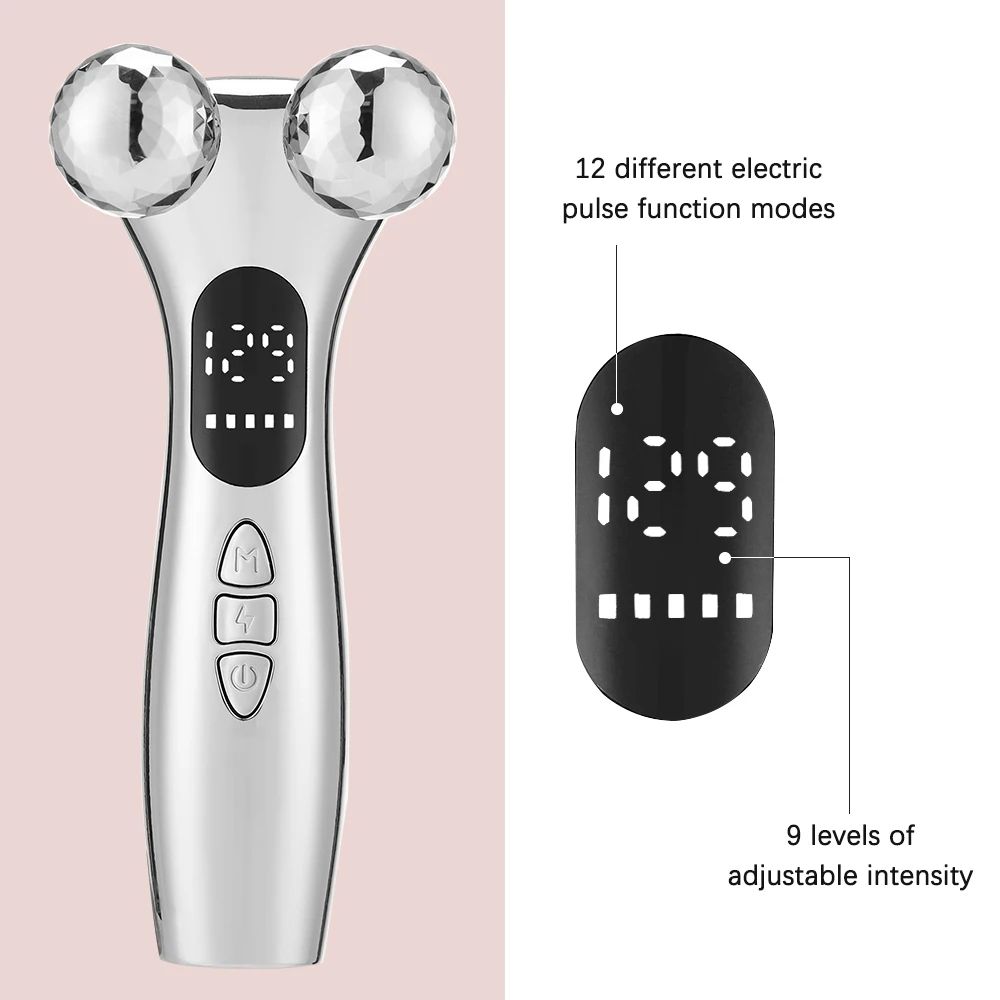 Electric Facial Slimming Roller, Facial Micro-current Beauty Instrument Face Lift Roller Massager