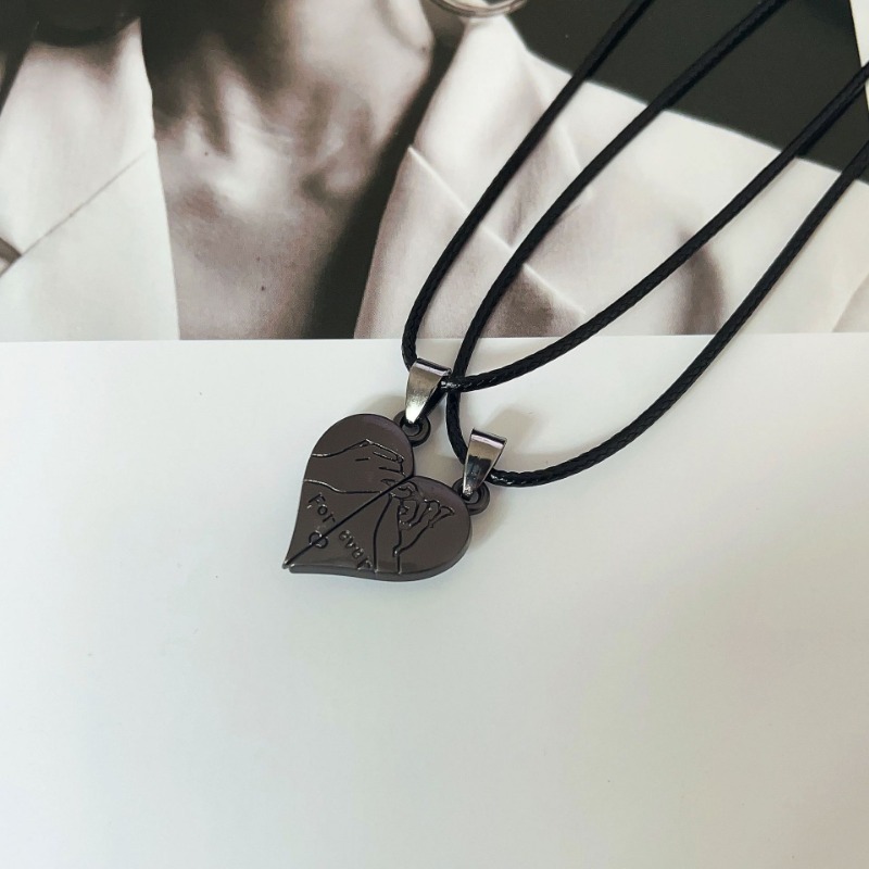 Couple Pendant Necklace Electrocardiogram, Magnetic Heart Pendant Splicing Necklace, Simple Quality Valentines Day Gift