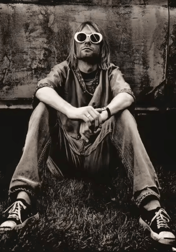 Kurt Cobain Black & White Poster Retro Rock Music Wall Art Canvas Print