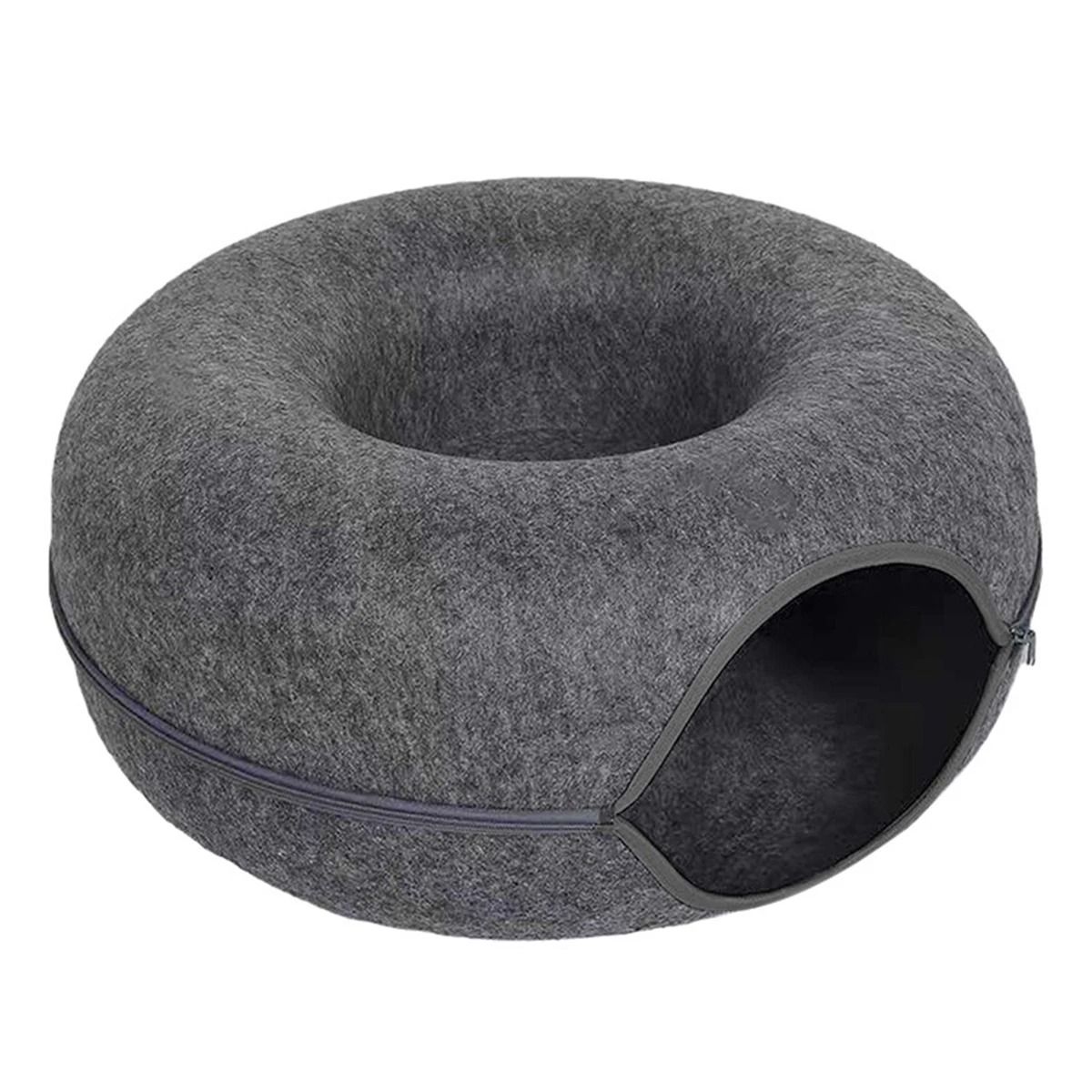 Felt Donut Cat Tunnel Bed with Breather Hole and Interactive Play Hideout