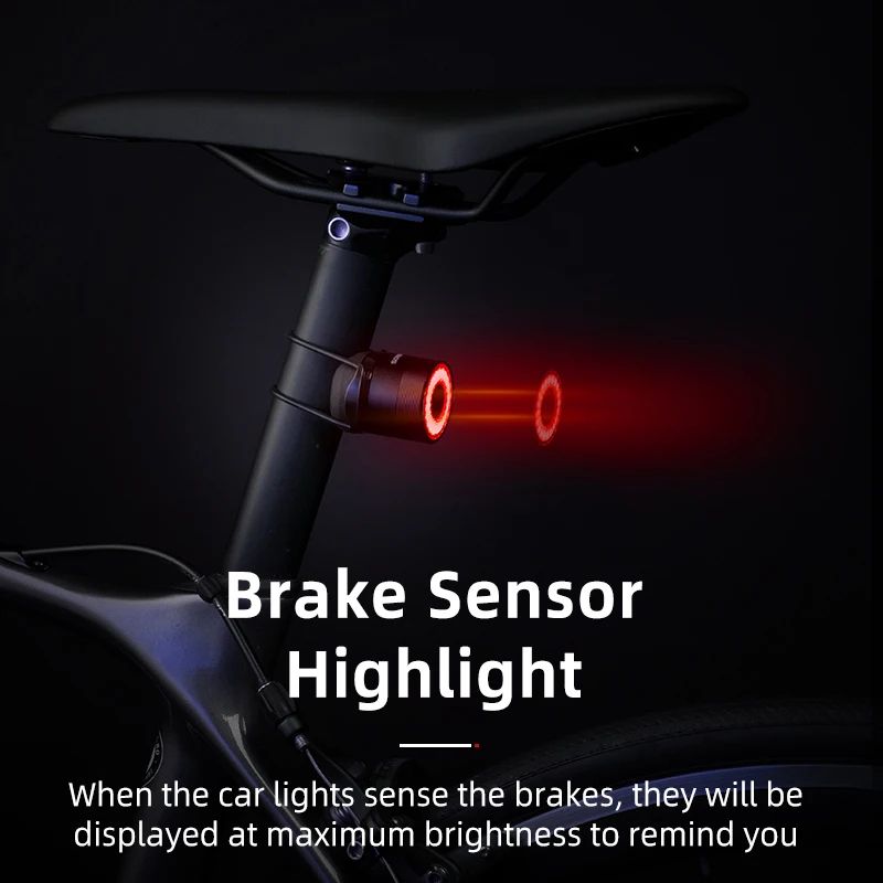 ROCKBROS Smart Brake Bicycle Tail Light USB Rechargeable Waterproof Rear Light