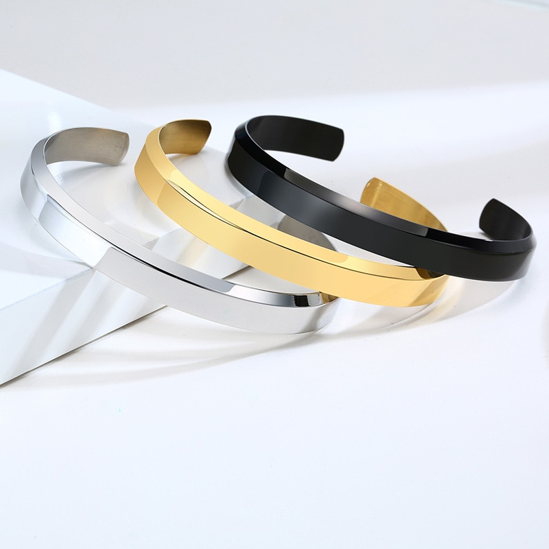 Stainless Steel Men's Thin Cuff Bracelet: Stylish Boyfriend Gift, Father's Day Present