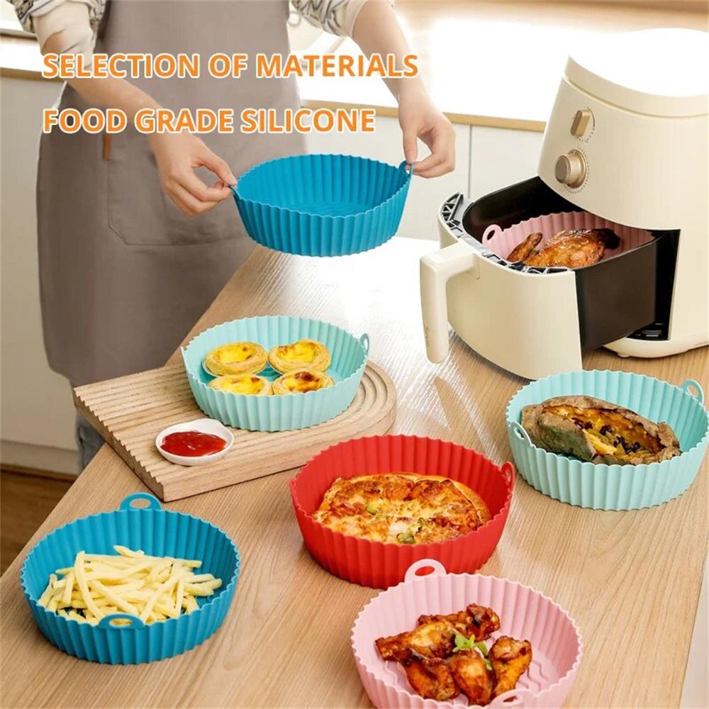 Silicone Air Fryer Baking Tray Mat High-Temperature Resistant, Foldable & Food Grade with Double Ear Handles