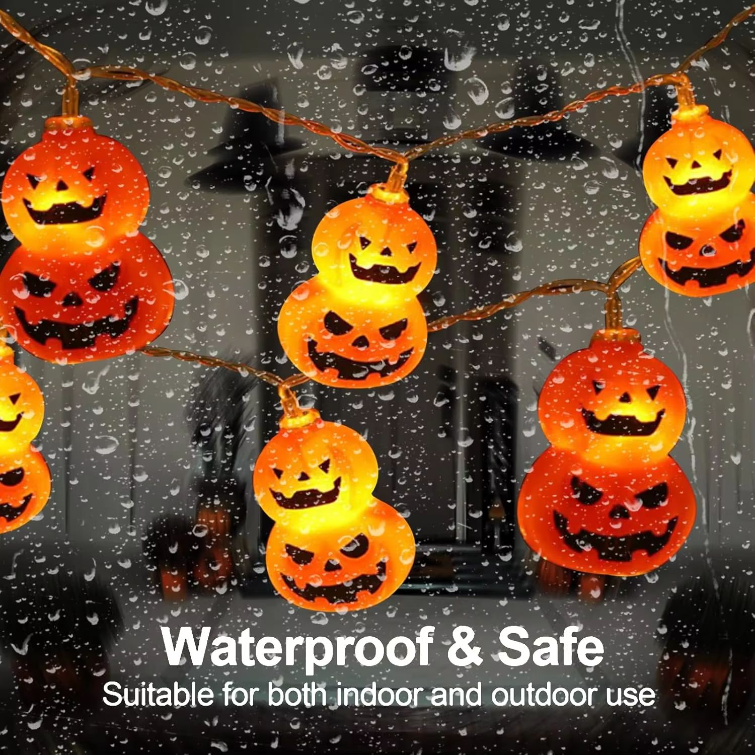 10/20 LED Halloween Pumpkin String Lights – Battery Powered for Porch, Yard & Garden Decor