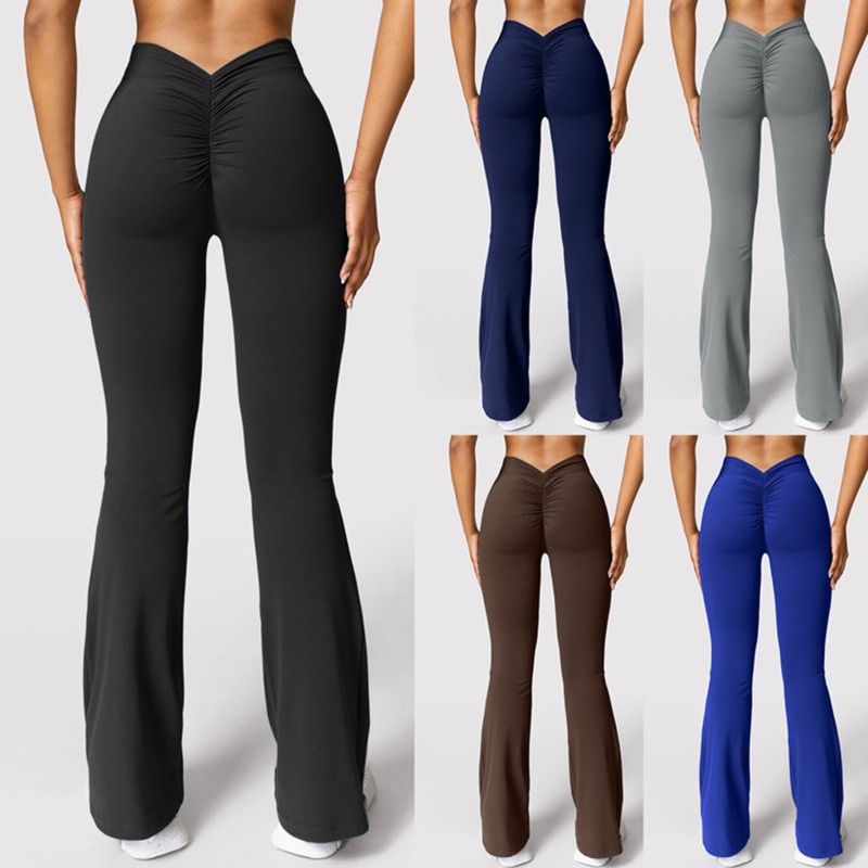 High Waist Push Up Butt Gym Pants, Fashion Micro Horn Leggings, Women V-back Waist Sports Pants
