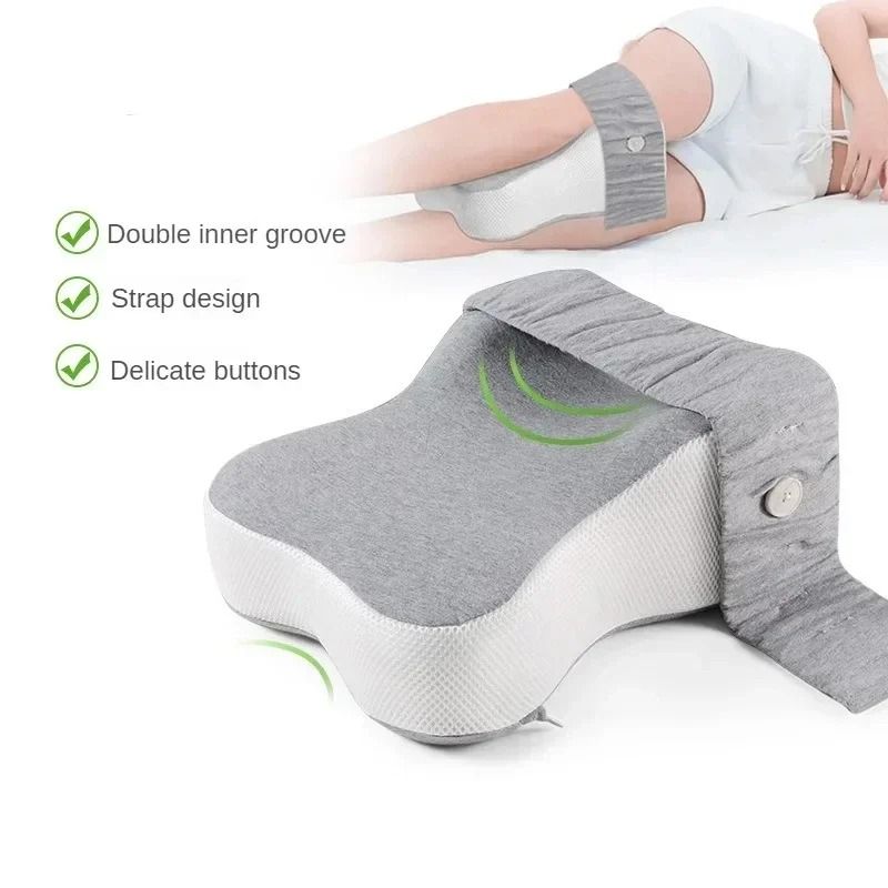 Orthopedic Side Sleeping Leg Pillow | Slow Rebound Memory Foam with Adjustable Strap