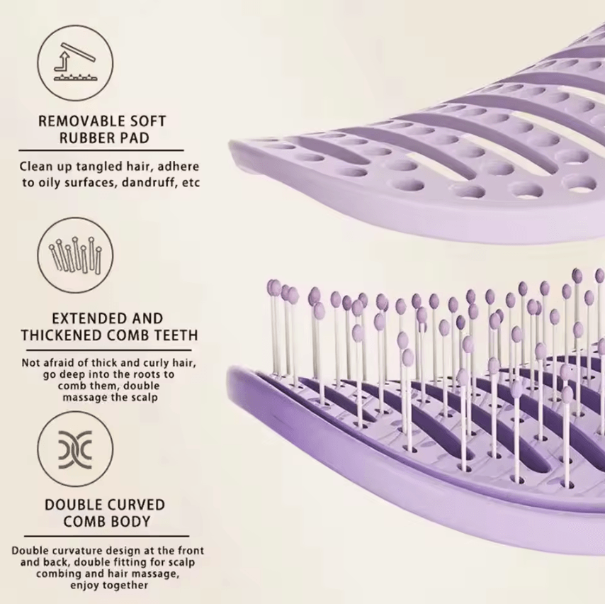 Self-Cleaning Hairbrush & Scalp Massager Anti-Frizz Volumizing Brush Portable Hair Styling Tool for Smooth and Fluffy