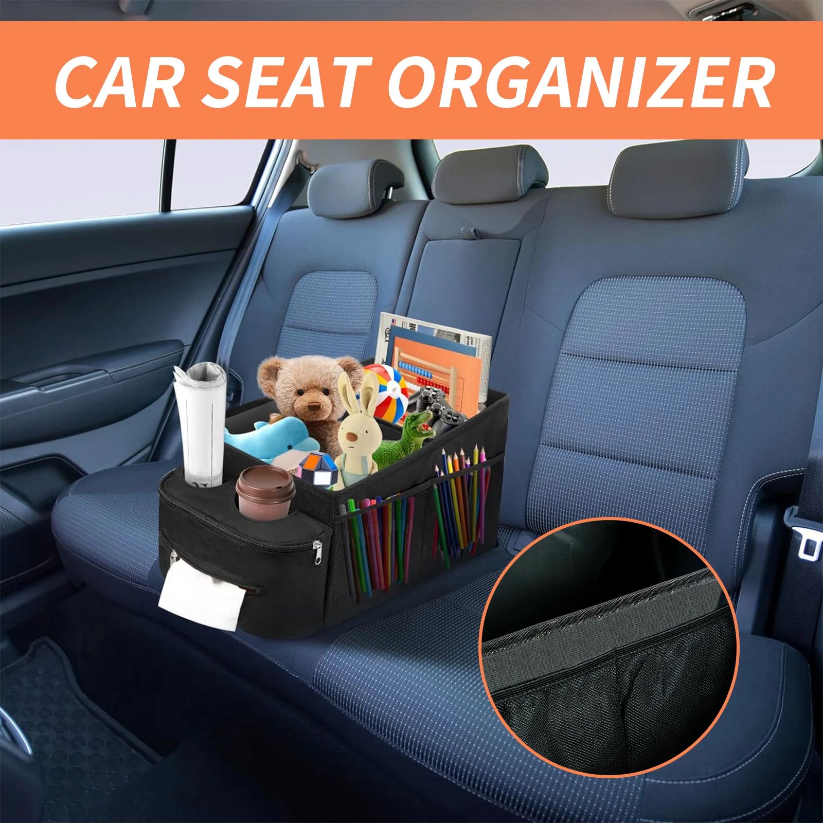 Foldable Car Trunk Organizer Storage Box with Compartments for SUV and Auto Essentials