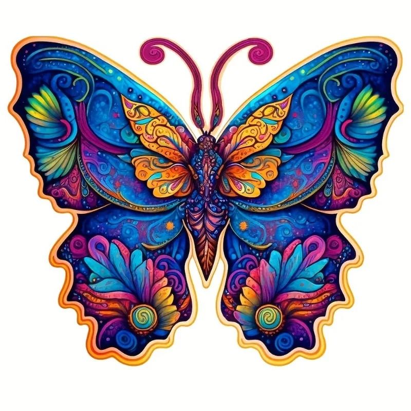Colorful Butterfly Wooden Jigsaw Puzzle Unique Shaped Gift Puzzle