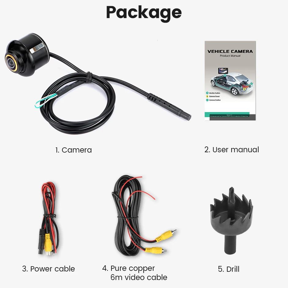 GreenYi 170° rear view camera AHD 1080P Metal Body Fisheye Backup Parking Camera