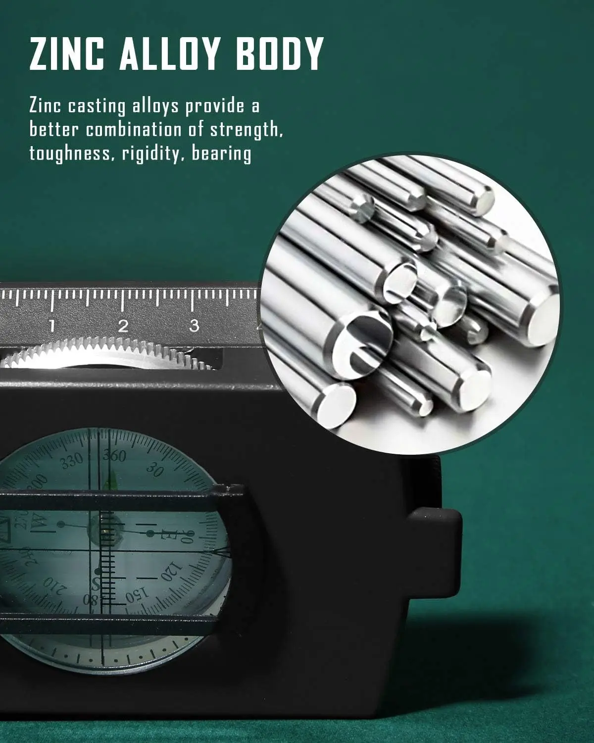 Tactical Survival Compass  High Precision Metal Sight Compass with Luminous Dial for Outdoor Hiking, Climbing, and Geol