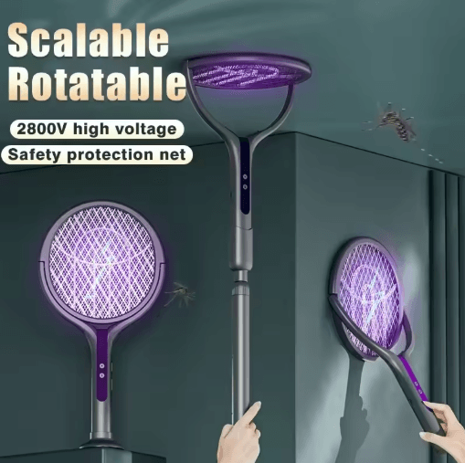2-in-1 Rechargeable Electric Mosquito Swatter & Trap Lamp – Retractable Bug Zapper for Home