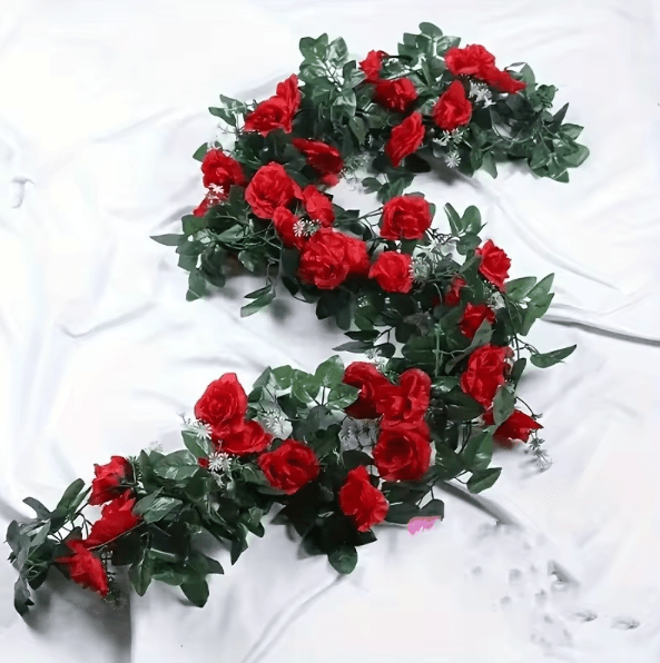 2.2M Artificial White Flower Hanging Vine – Elegant Faux Garland for Home & Wedding Decor