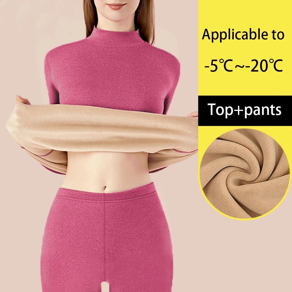 Womens Ultra Thick Thermal Underwear Set Seamless Long Sleeve Winter Clothing