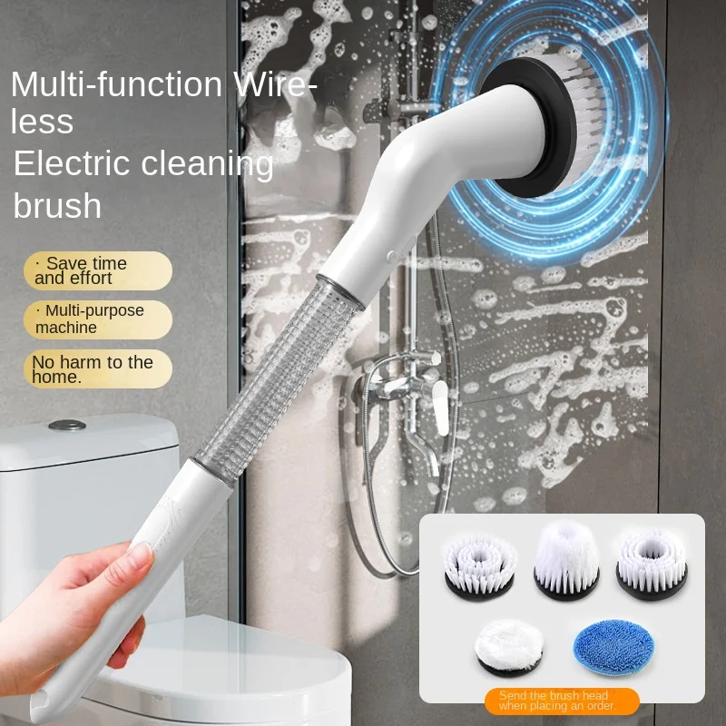 USB Rechargeable Electric Scrubber, New Five in One Multifunctional Home Tool for Cleaning Bathroom and Kitchen