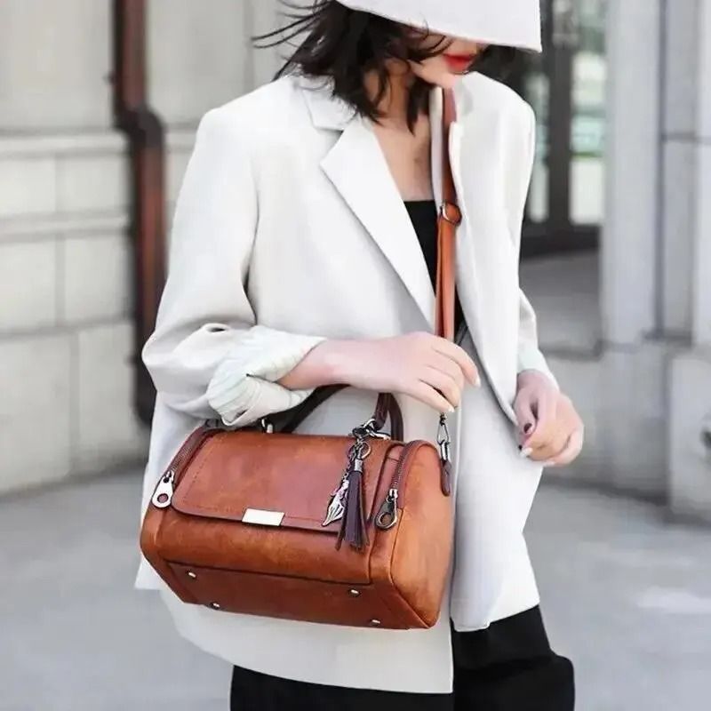 Tassel Decor Large Shoulder Crossbody Bag