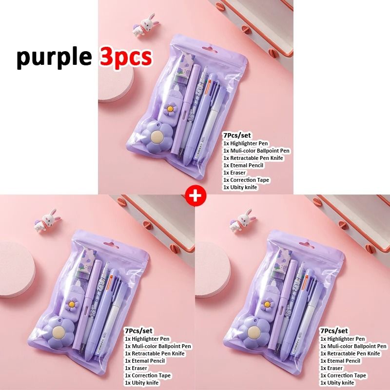 7 in 1 School Stationery Set Complete Student Supplies Gift Kit