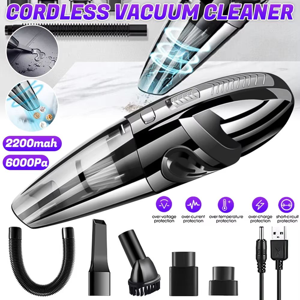 Wireless Handheld Vacuum Cleaner 12000 Pa USB Charging Portable Car and Home Cordless Wet/Dry Vacuum