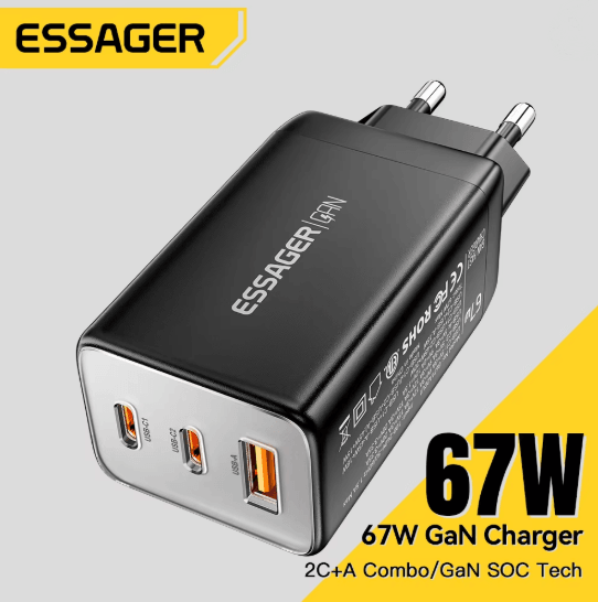Essager 67W GaN USB C Fast Charger with Dual USB Ports