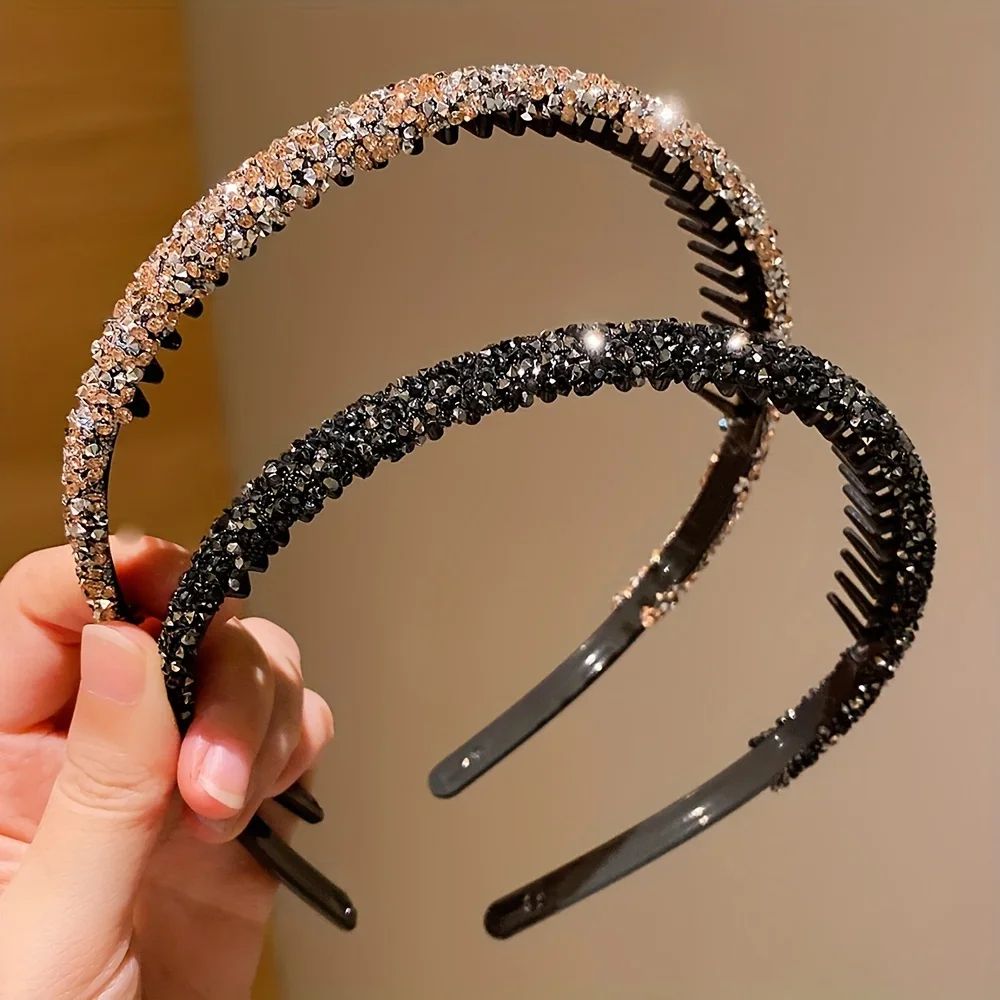 SparkleSoft Childrens Non-Slip Rhinestone Toothed Headbands (2–6 Pack)