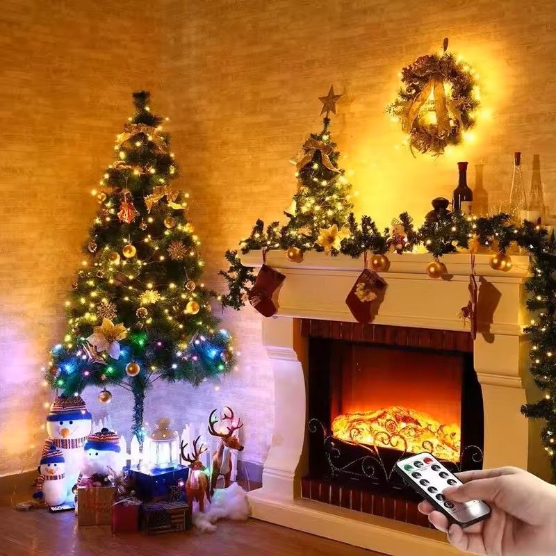 Battery Operated Silver Copper Wire String Lights with Remote