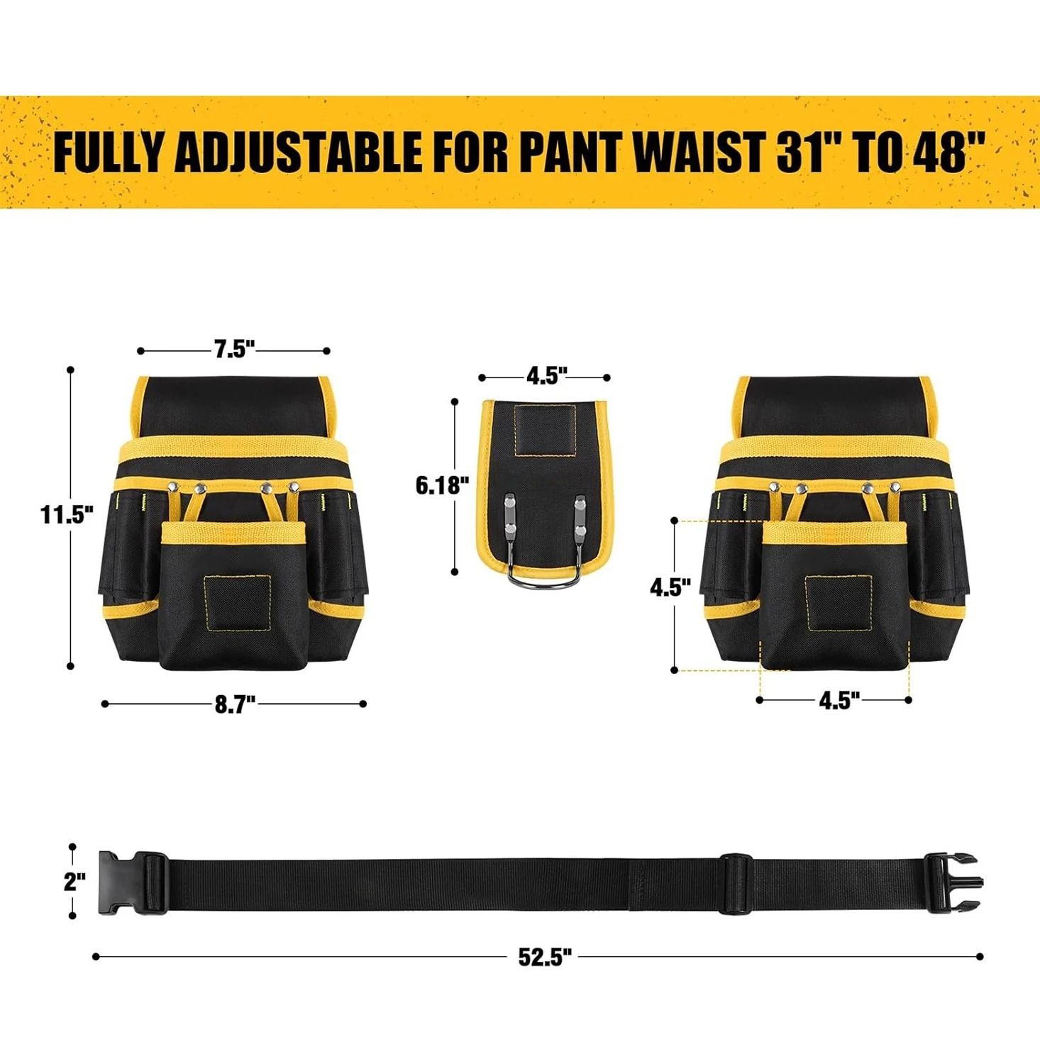 Versatile Tool Belt Bag & Heavy-Duty Waist Apron