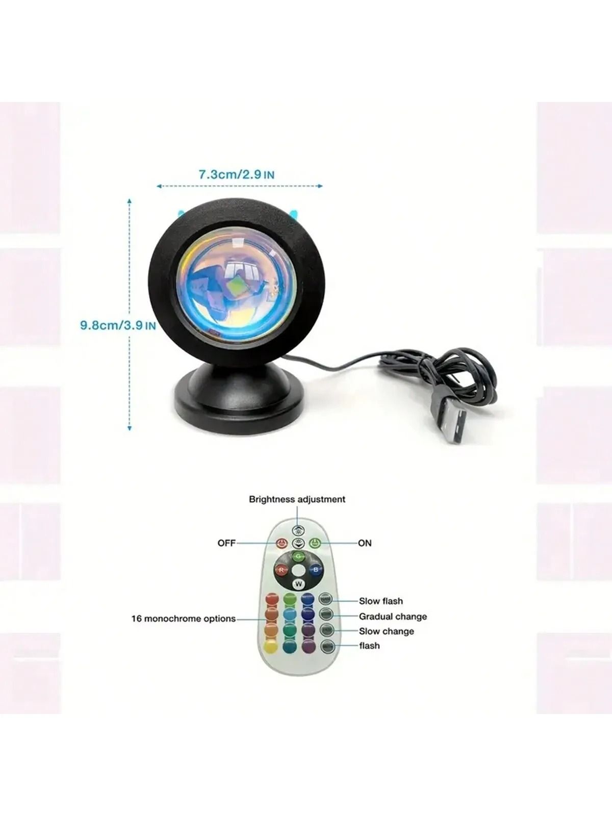 Sunset Light with Earbuds and Remote Control 16 Color Atmosphere Lamp