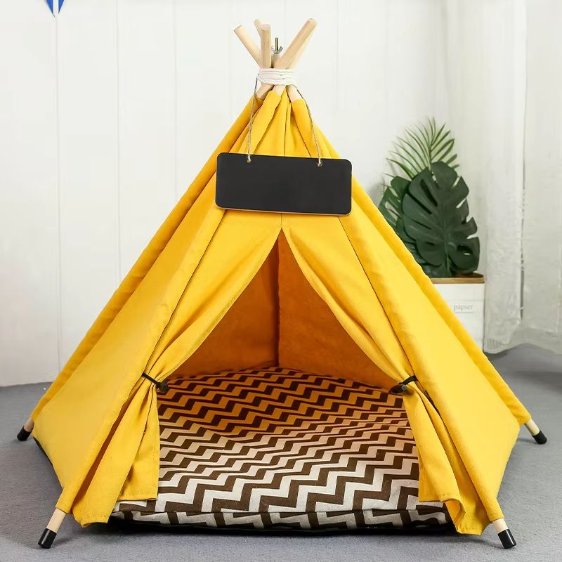 Pet Teepee Bed Tent with Thick Cushion – Portable Indoor House for Small Dogs, Cats & Rabbits