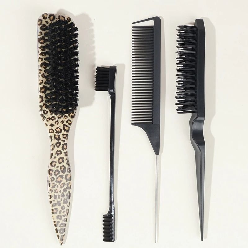 Boar Bristle Slick Back Hair Brush for Ponytails Buns and Flyaway Control