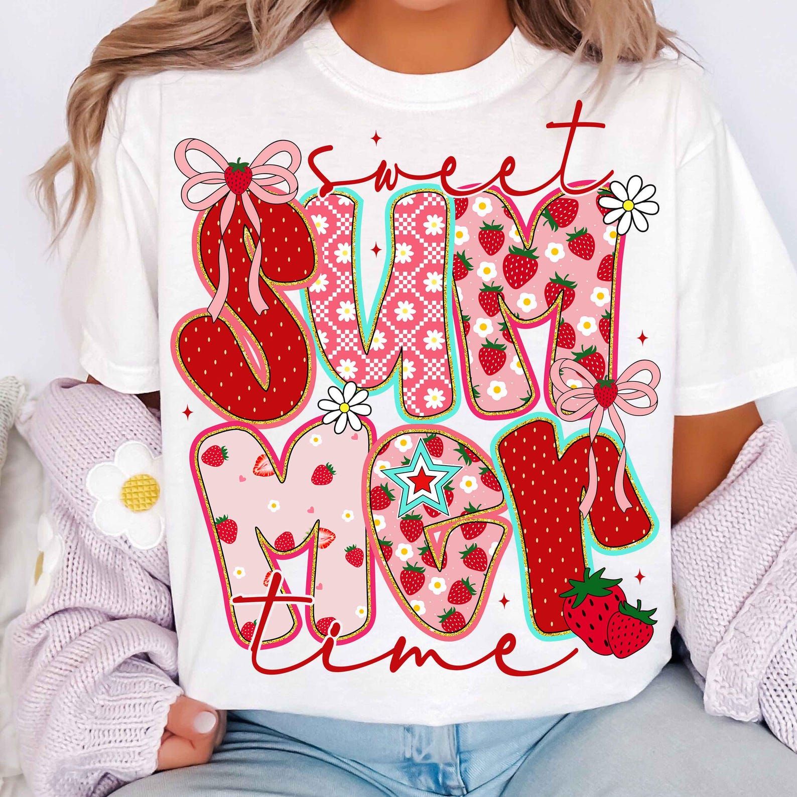 Summer Vibes Shirt Strawberry Cute Graphic Tee Trendy Fruit Summer Outfit Gift