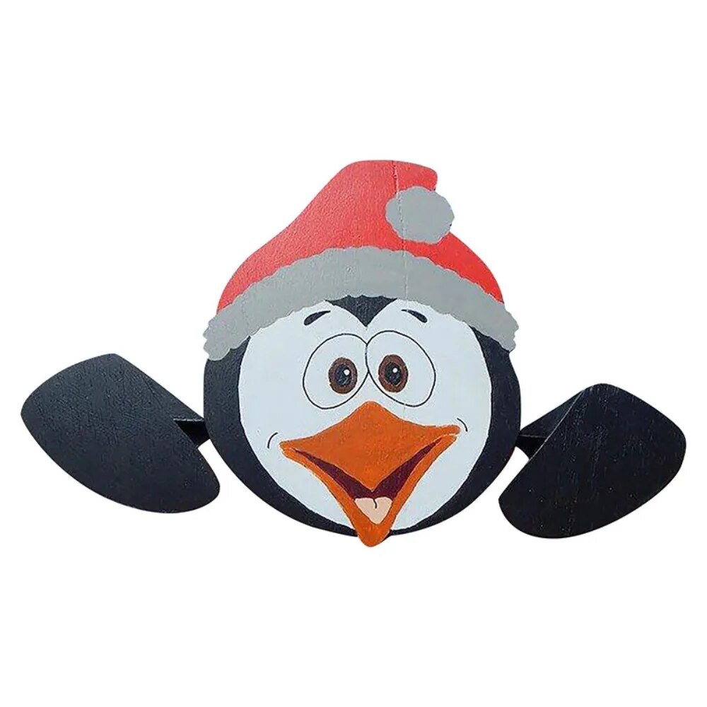 Christmas Fence Decoration: Santa, Snowman, Reindeer, Penguin Peeker Ornaments for Indoor/Outdoor Festivities
