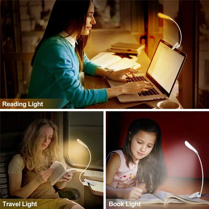 Mini USB Rechargeable Clip On Book Light