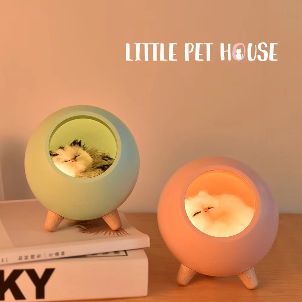 Cute Kitten Nest Touch Sensor Rechargeable Cat Night Light