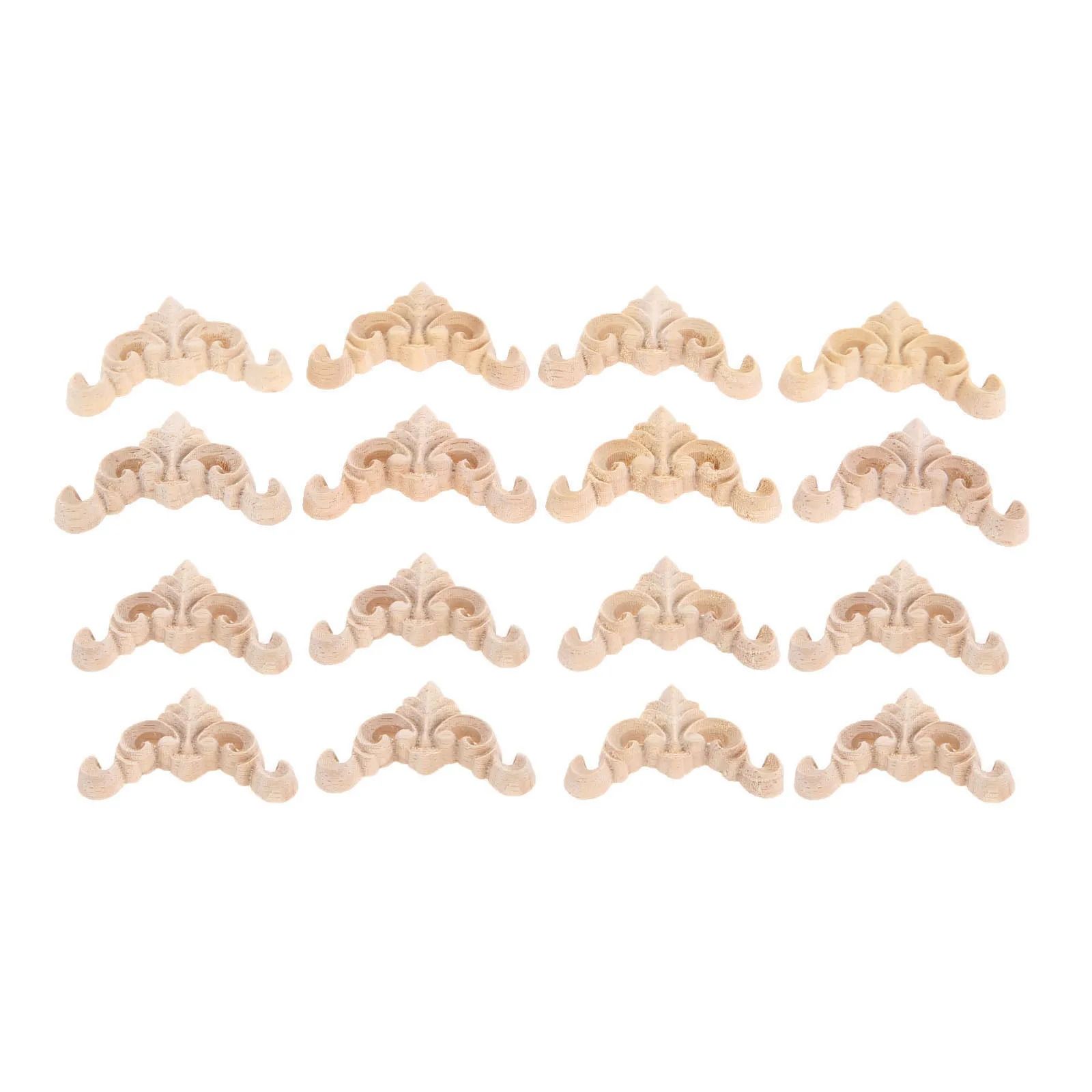16pcs Wood Carving Appliques Decorative Wood Corner Onlays for Furniture and Wall Decor