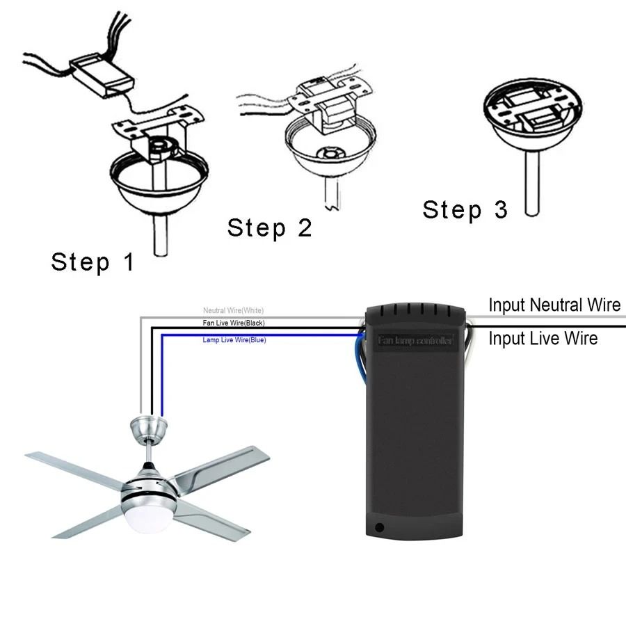 Universal Ceiling Fan Lamp Remote Control Kit with Timing and Wind Speed Adjustment