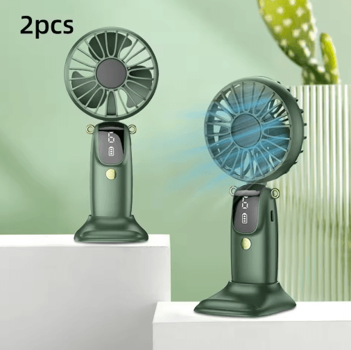 3-in-1 Portable Hand Fan – USB Rechargeable Mini Desk & Neck Fan with Phone Holder