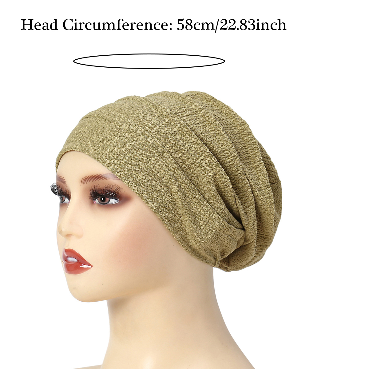 Women's Solid Color Crinkle Hijab, Elastic Head Wrap, Bonnet Head Scarf, Chemotherapy Turban