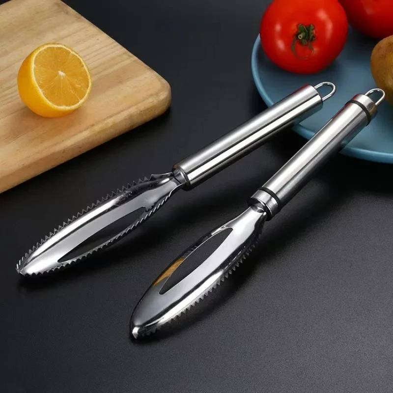 Stainless Fish Scales Scraping Graters, Fast Remove Cleaning Peeler, Scraper Bone Tweezers Tool for Kitchen Accessorie